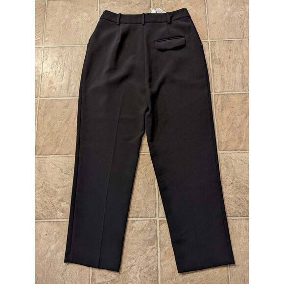 New Topshop sz 6 Pleated Pants office work slacks black ankle high rise L4 - Picture 4 of 6